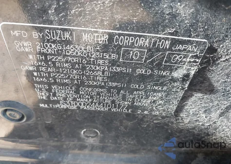 2010 Suzuki Grand Vitara Premium z USA, uszkodzony, nr VIN JS3TD0D24A4101177